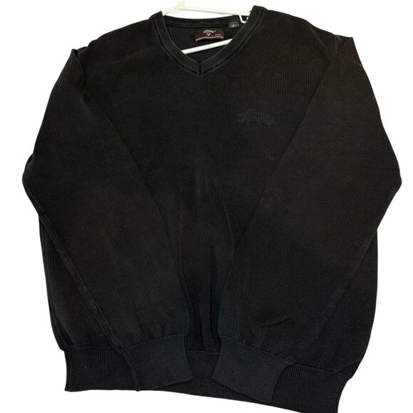 Vintage Callaway Sweatshirt Men Large Black Golf Sport Crewneck Pullover Sweater - Picture 1 of 3